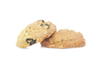 Chocolate chips cookies isolated on white