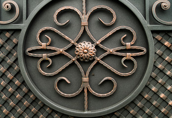 Beautiful design forged elements of metal doors