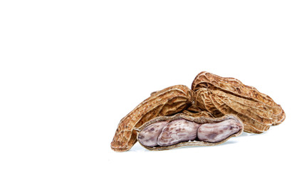 Boiled peanuts isolated on white background