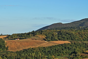 Fototapeta na wymiar A beautiful sunny landscape of the hills in Western Serbia.