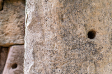 The hole on sand stone, it is made for moving big stong easily