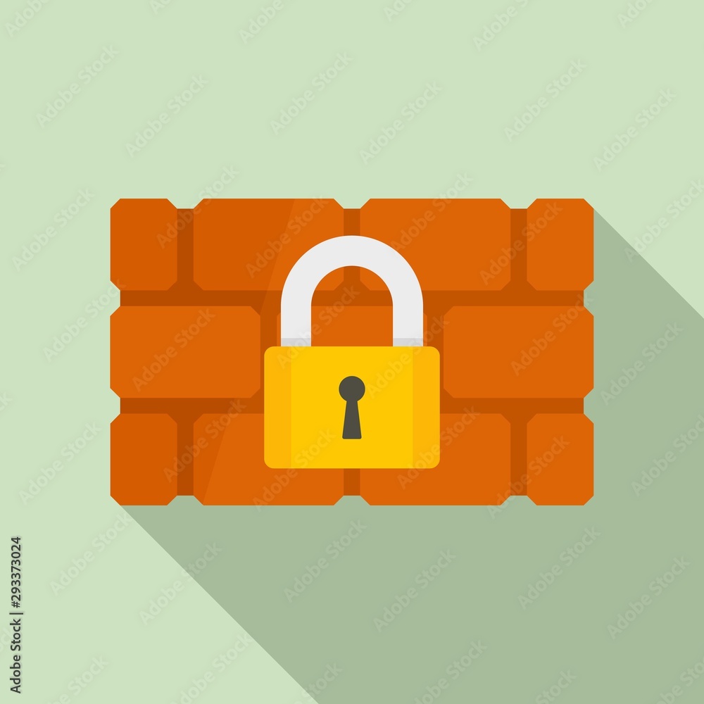 Poster firewall padlock icon. flat illustration of firewall padlock vector icon for web design