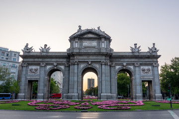 Fototapeta premium The Alcala Door built in 1778 (Puerta de Alcala) is a gate in the center of Madrid, Spain. It is the landmark of the city.