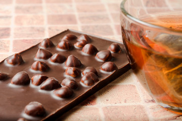 Chocolate with hazelnuts and black tea