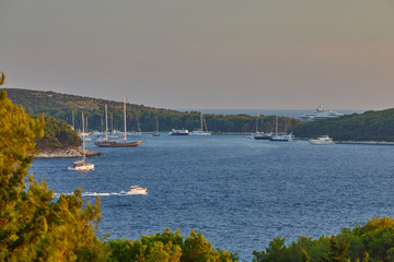 Hvar Croatia bay with boats