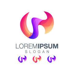 letter W gradient color logo design