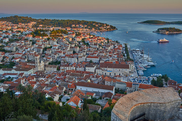 Hvar city at sunset