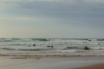 a sunset on Barrika beach in Biscay