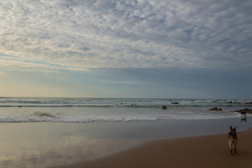 a sunset on Barrika beach in Biscay