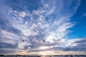 blue sky background with tiny clouds