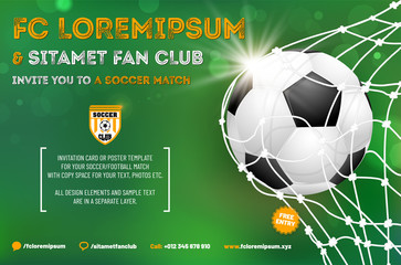 Soccer or football poster template with sample text