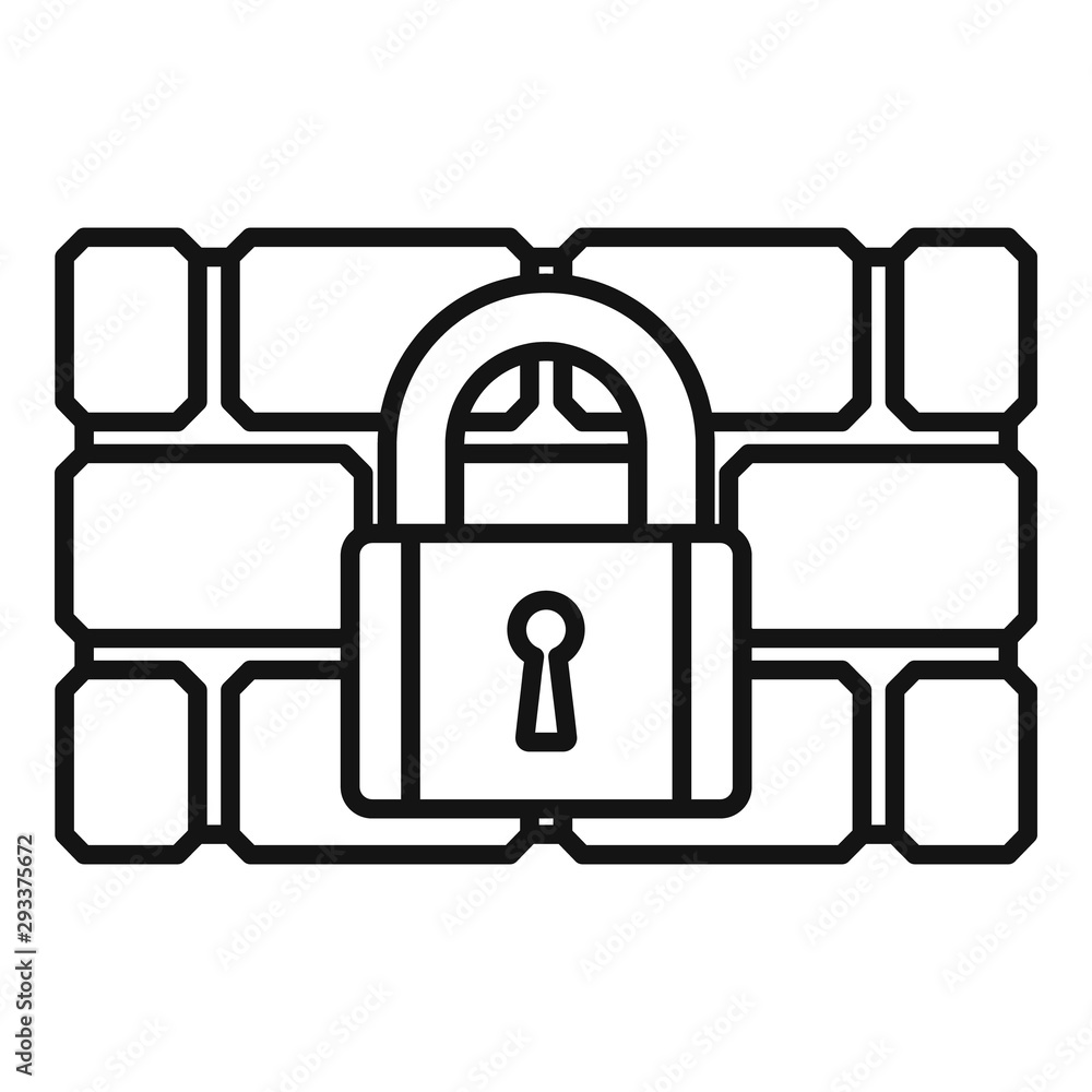 Poster firewall padlock icon. outline firewall padlock vector icon for web design isolated on white backgro