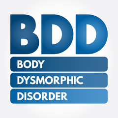 BDD - Body Dysmorphic Disorder acronym, medical concept background