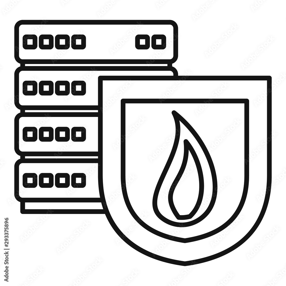 Poster server shield firewall icon. outline server shield firewall vector icon for web design isolated on w