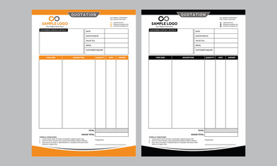 Stylish quotation form, quotation template ai, eps, vector, A4 or Letter