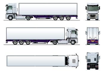 Vector cargo semi truck mockup isolated on white - 293375892