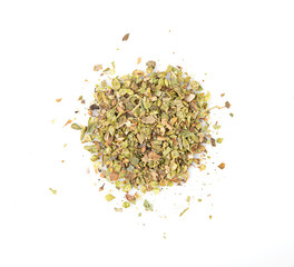 dried oregano spice isolated on white background