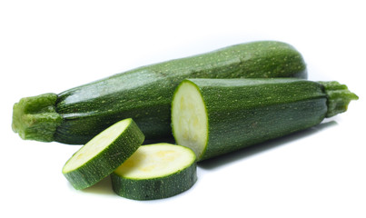Fresh zucchini isolated on white (cucumber)