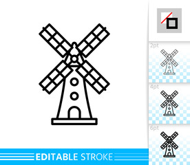 Fototapeta premium Windmill mill farm simple thin line vector icon