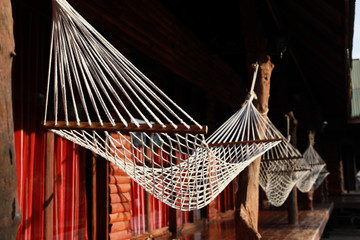 white hammock for relax at the resort