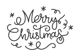 Naklejka na ściany i meble Merry christmas hand drawn lettering text banner