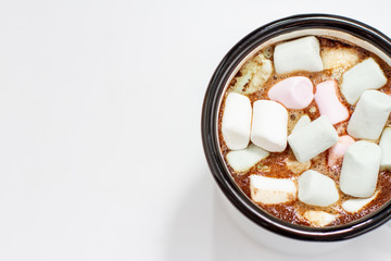 white mug of coffee with marshmallows