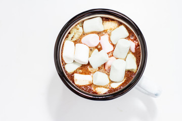 Fototapeta na wymiar white mug of coffee with marshmallows
