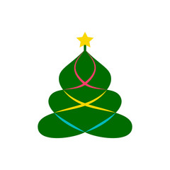 Christmas Tree new year winter flat vector icon