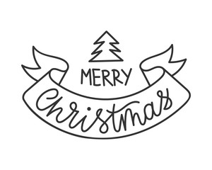 Merry christmas hand drawn lettering text banner