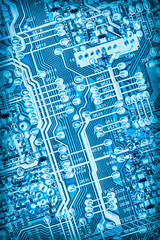Microcircuit Motherboard Blue Vignette Detail Background