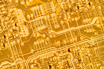 Microcircuit Motherboard Yellow Detail Background
