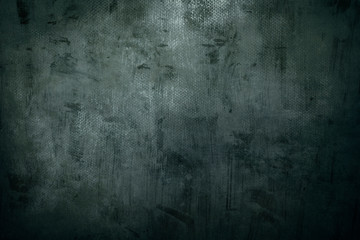 old dark green grungy canvas background or texture