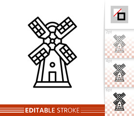 Windmill mill farm simple thin line vector icon
