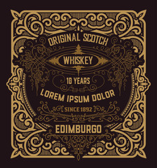 Antique label for whiskey or other products.
