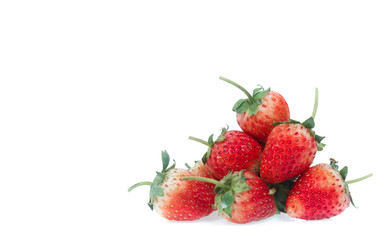 Strawberries with leaves. Isolated on a white background