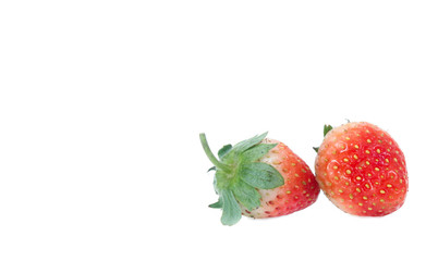 Strawberries with leaves. Isolated on a white background