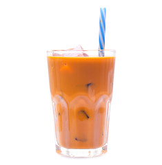 Iced Thai milk tea in glasses (thailand)