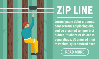 Park zip line concept banner. Flat illustration of park zip line vector concept banner for web design © anatolir