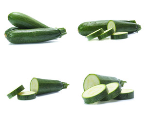 Fresh zucchini isolated on white (cucumber),(Mix, set , collection)