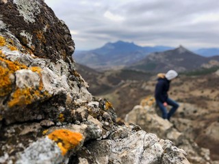 Fototapeta premium hiker in the mountains