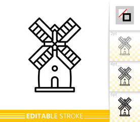 Fototapeta premium Windmill mill farm simple thin line vector icon