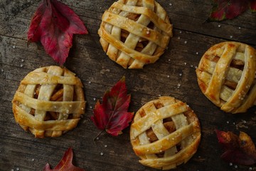 Homemade Apple pie lattice cookies overhead view © vm2002