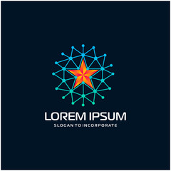 ninja star with network design. technology digital concept - vector