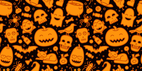 Halloween party seamless background. Pattern vector illustration
