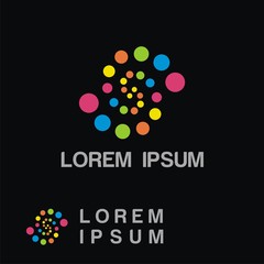 Abstract letter s logo formed by spin colorful dots