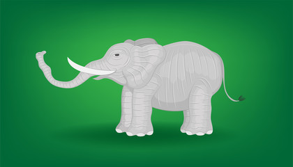 the minimal elephant.  big animal standing looking at side view. vector illustration eps10