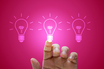 mano, dito, lampadina, idea, creatività