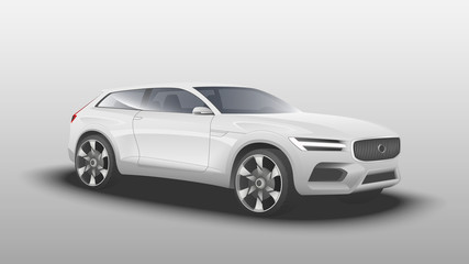Realistic Design suv. Isolated electric car on white background, Half Side View.  Vector illustration.