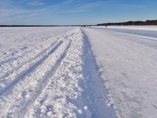 Fototapeta na wymiar Ice road in Luleå