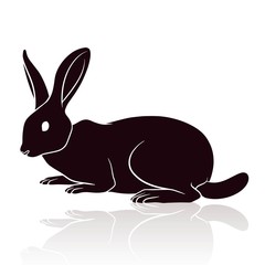 rabbit silhouette vector illustration isolated on white background